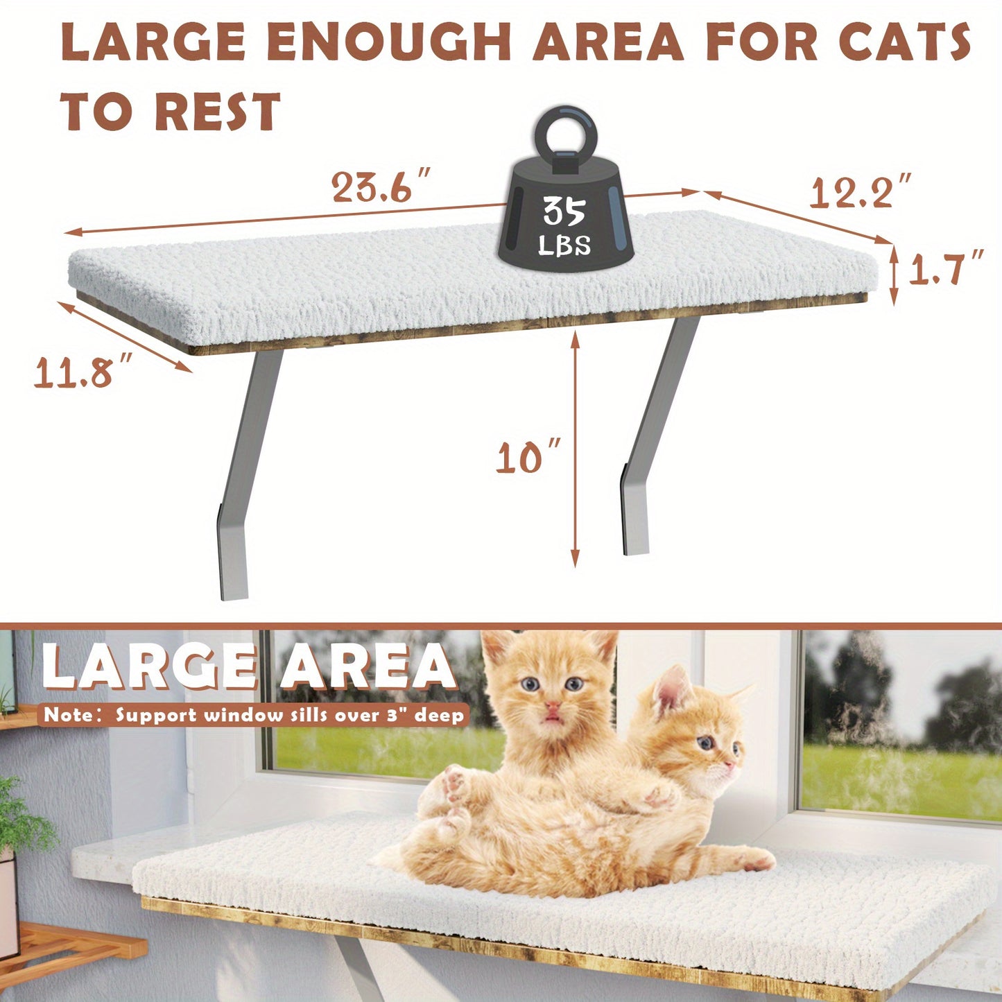 Cat Window Perch, Cat Window Hammock with Steel Frame, Cat Bed Cat Hammock Window Seat with Soft Foam Pad for Indoor Cats, Pet Supplies, Pet Furniture, Cat Furniture