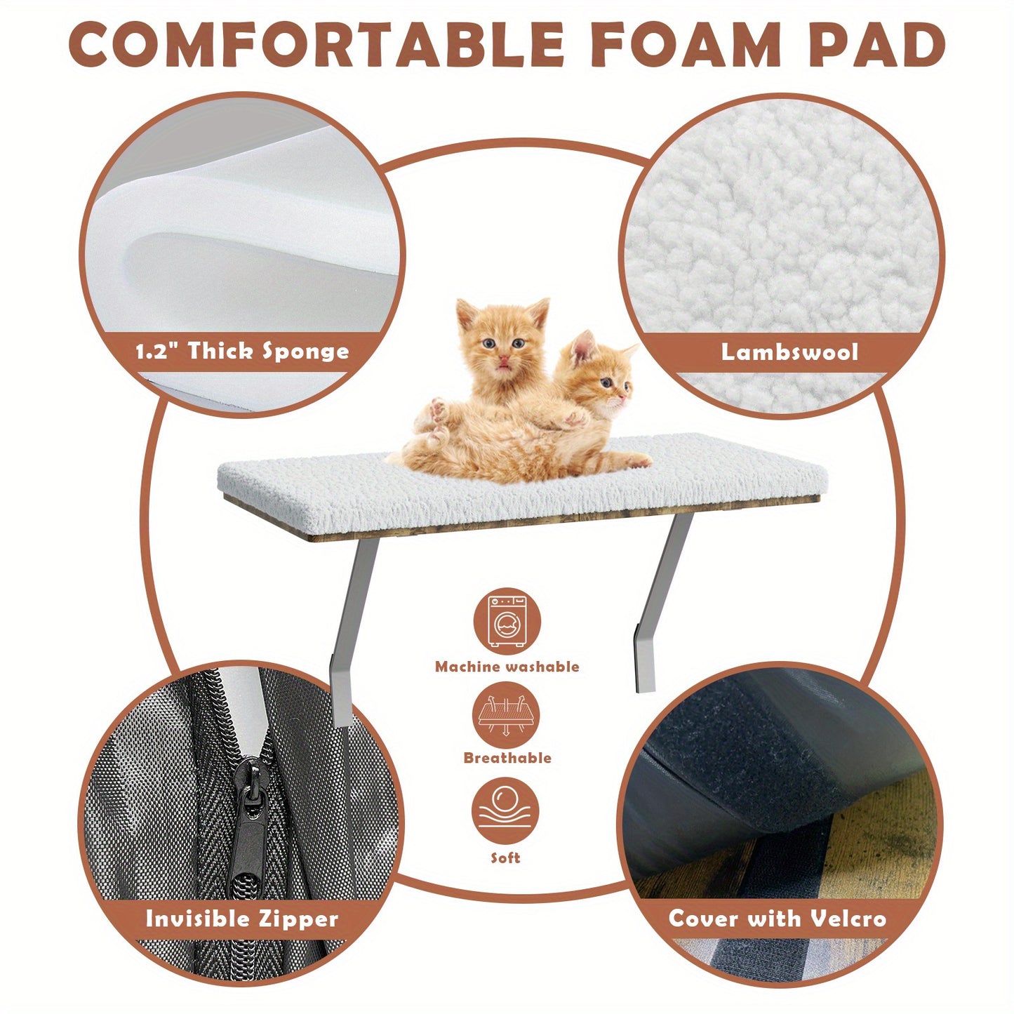 Cat Window Perch, Cat Window Hammock with Steel Frame, Cat Bed Cat Hammock Window Seat with Soft Foam Pad for Indoor Cats, Pet Supplies, Pet Furniture, Cat Furniture