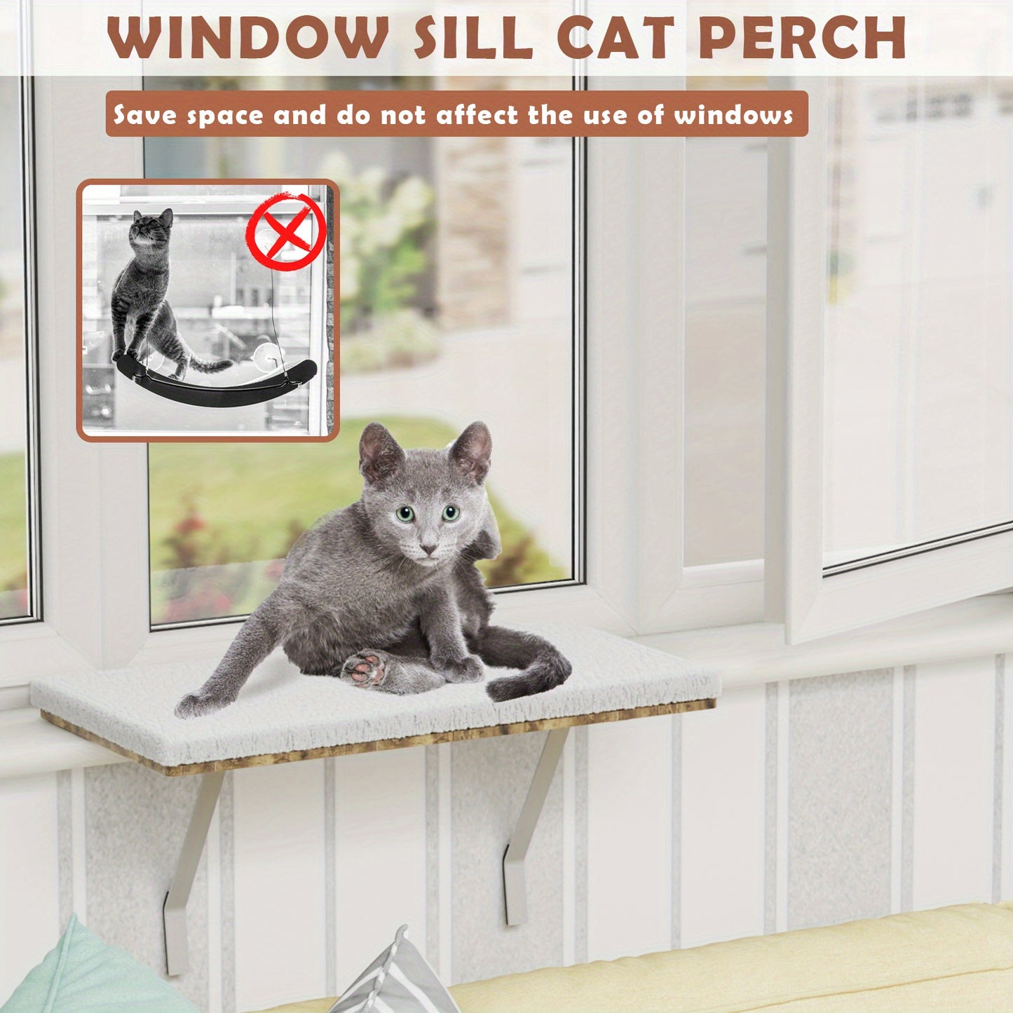 Cat Window Perch, Cat Window Hammock with Steel Frame, Cat Bed Cat Hammock Window Seat with Soft Foam Pad for Indoor Cats, Pet Supplies, Pet Furniture, Cat Furniture